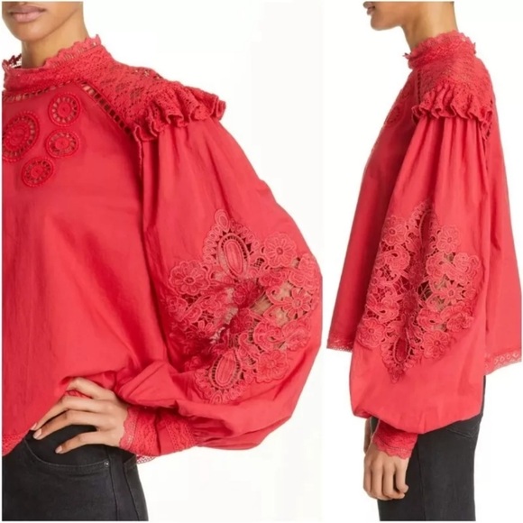 Farm Rio romantic red cotton blouse - Picture 2 of 9